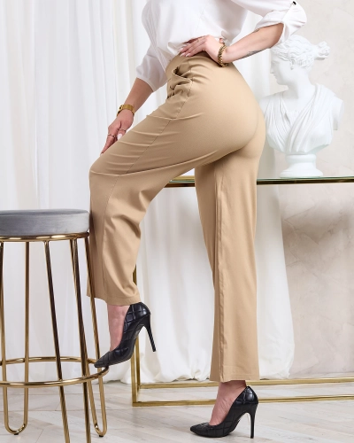 Royalfashion Light brown women's wide fabric pants