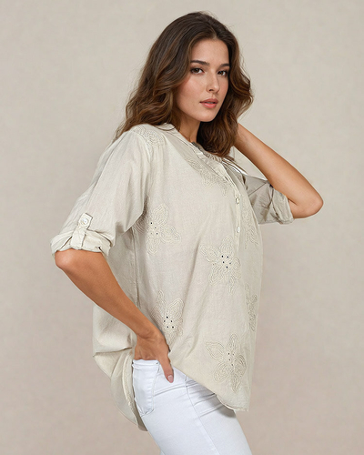 Royalfashion Women's oversize embroidered shirt