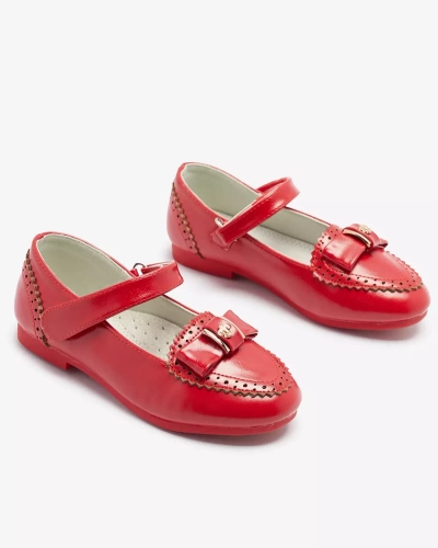 Red girls' pumps with bow Proya- Footwear