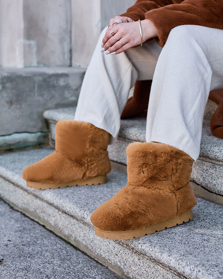 Naiste kaameli värvi lumesaapad Ottola- Jalatsid