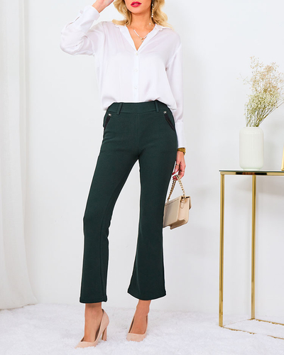 Royalfashion Темно-зеленые женские брюки из ткани a'la bells