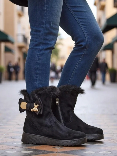 Royalfashion Women's snow boots with a bow Kiebbi