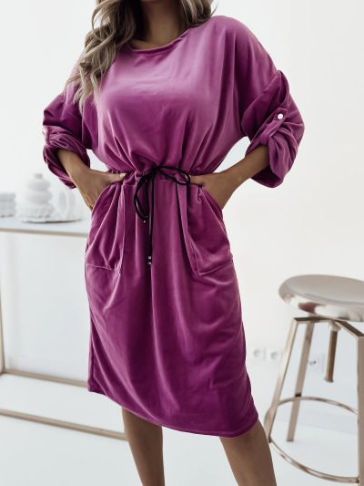 Royalfashion Naiste fuksiat värvi midi-kleit