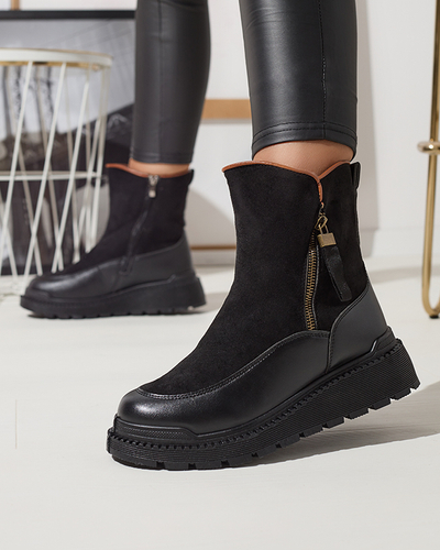 Black women's flat-heeled boots Mefina- Footwear