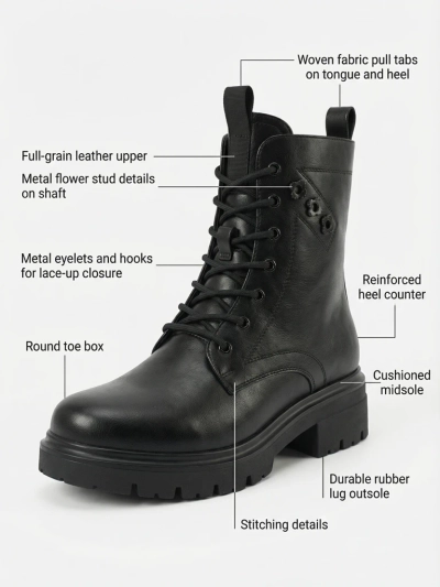 Eco-leather laced women's ankle boots Nometa