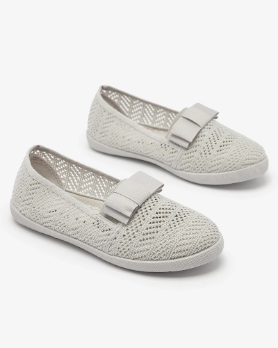 Girls' bow sneakers in light gray Lolisa - Footwear