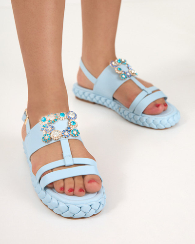 OUTLET Naiste sinised sandaalid dekoratiivse Govy-Footwear pandlaga
