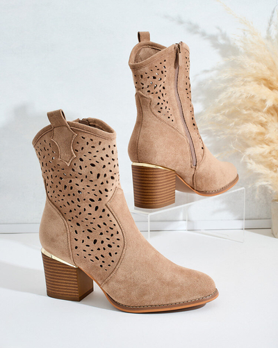 Royalfashion Women's low post openwork Mozie boots