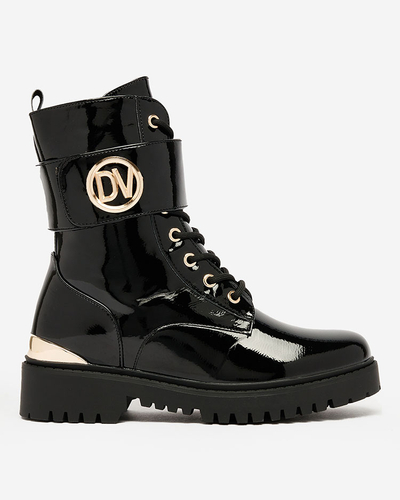 Royalfashion Women's lacquered bagger boots in black Simbeba