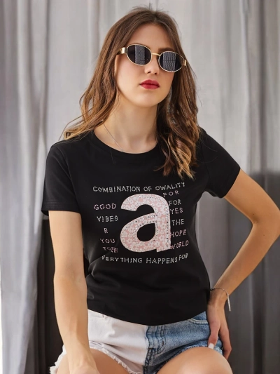 Royalfashion Puuvillane naiste T-särk Owality kombinatsioon