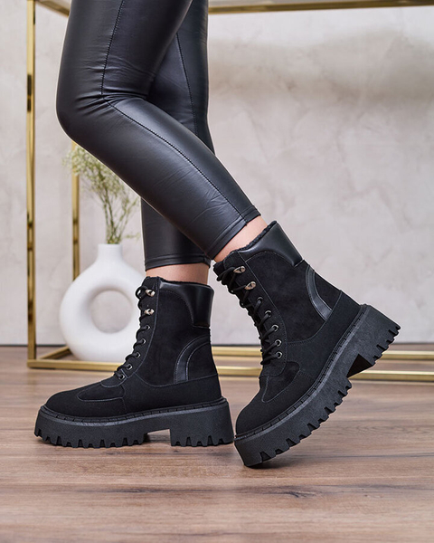Royalfashion Черные женские ботинки на шнуровке Macnev