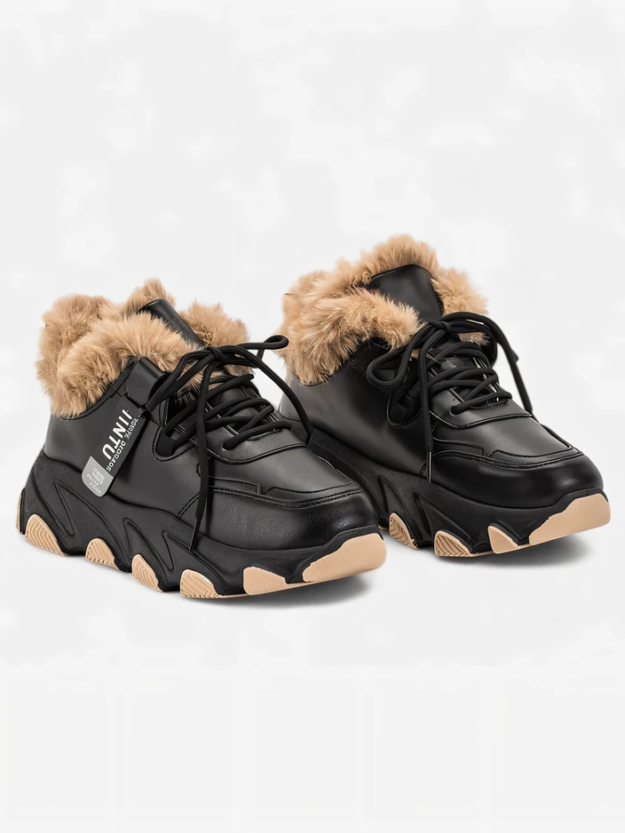 Mustad naiste sporditossud karusnahaga Nonua- Footwear