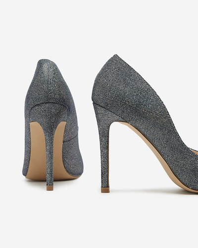 Графитовые голографические женские туфли на шпильке Soddo- Footwear