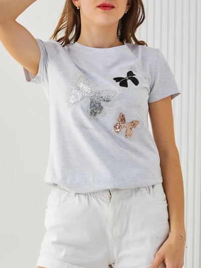 Royalfashion Naiste puuvillane pluus liblikatega