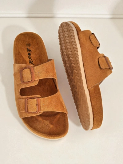 Royalfashion Women's Eco-Suede Sliders with Buckles Bella Duo
