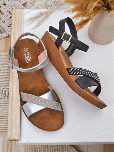 Royal Fashion Women's Rhinestone Wedge Sandals Allona