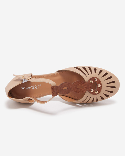 Бежевые женские ажурные балетки с вырезами по бокам Erraf-Footwear