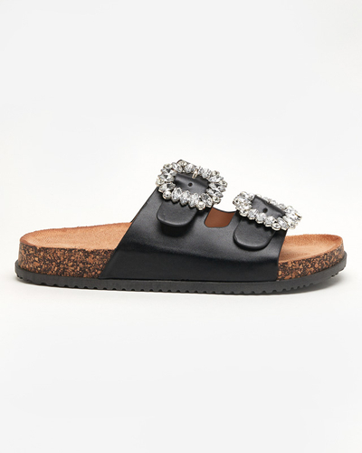 Black women's slippers with clasps Oterina - Footwear