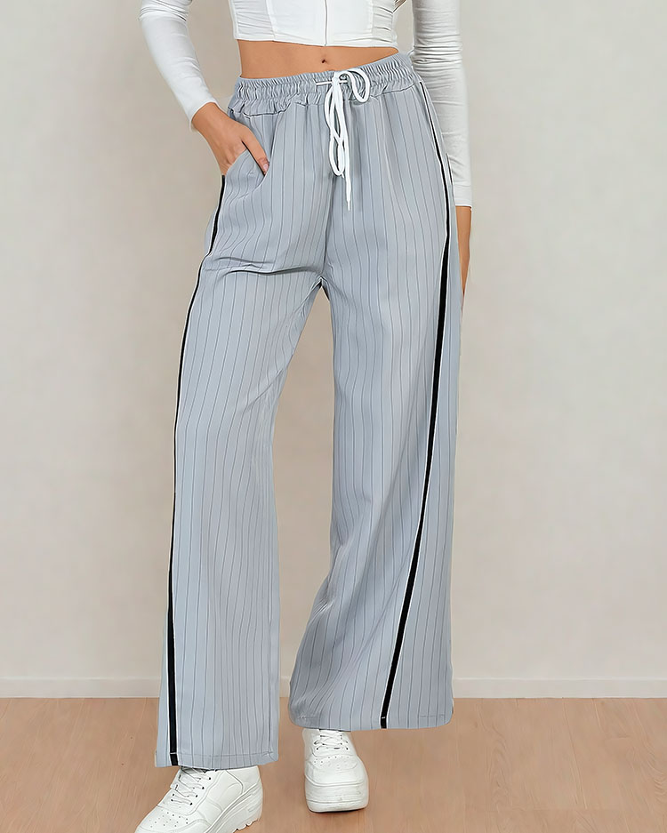 Royalfashion Women's striped fabric pants with stripes