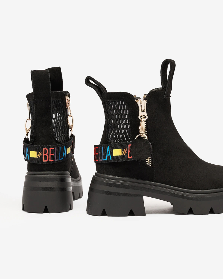 Royalfashion Eco suede women's boots in black Refaset