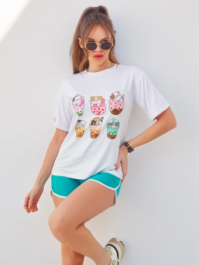 Royalfashion Women's sports set with t-shirt and shorts Kitty Cat