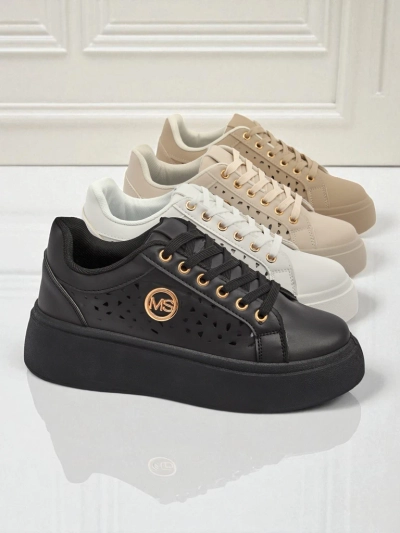 Aurelia Nero - Black Royalfashion platform made of eco-leather, model LH201-8