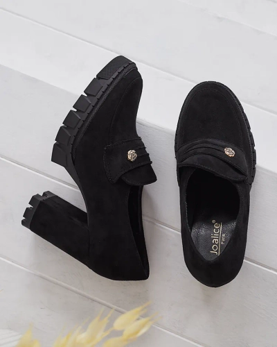 Elegant Black Anitka Eco-Leather Shoes