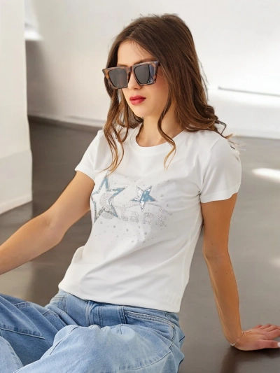 Royalfashion Naiste Puuvillane T-särk TÄHED