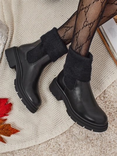 Women's Eco-Leather Ankle Boots with Fur Kesy