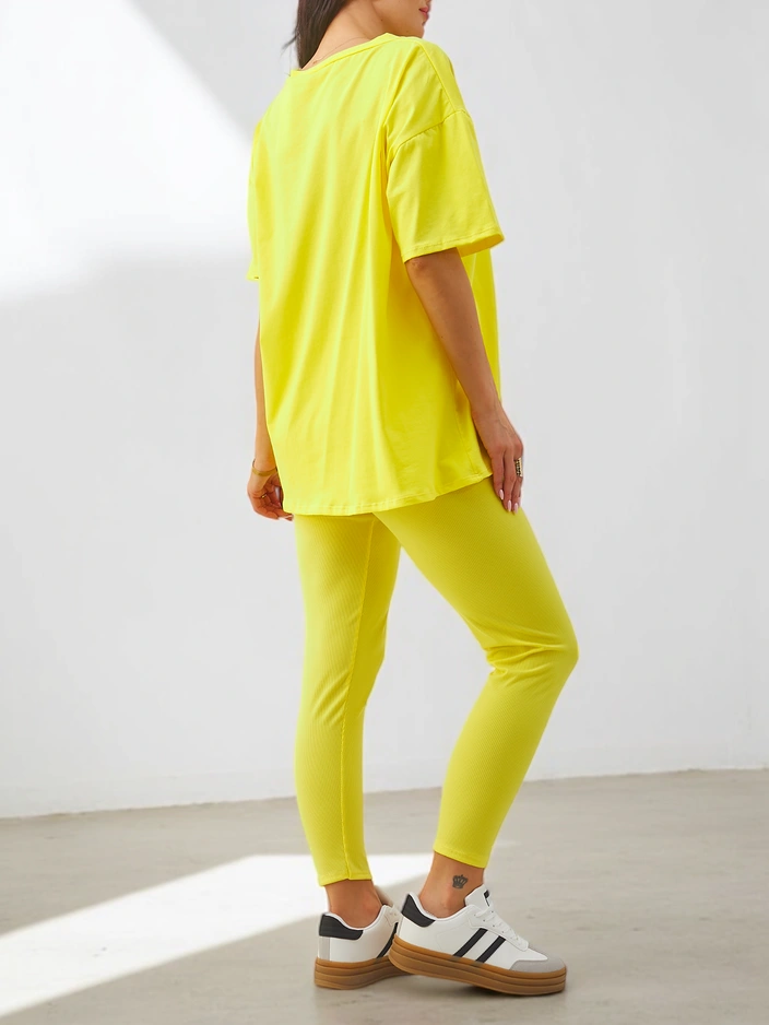 Royalfashion Cotton women's set with short sleeves and leggings