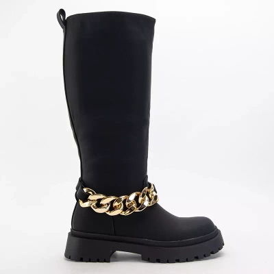 OUTLET Women's black knee-high boots Filusio - Footwear