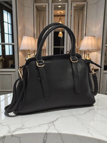 Flora Women's Bag Black Leather Elegant for Everyday