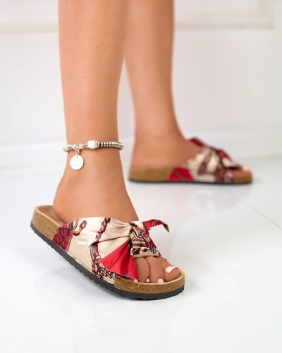 Naiste punased sussid moeka riidest pealisega Laneso - Jalatsid