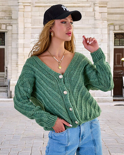 Royalfashion Naiste nööpidega kootud kampsun