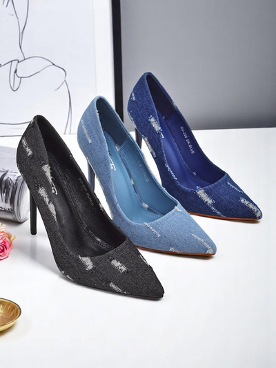 Royalfashion Naiste kõrge kontsaga kingad Denim Chic