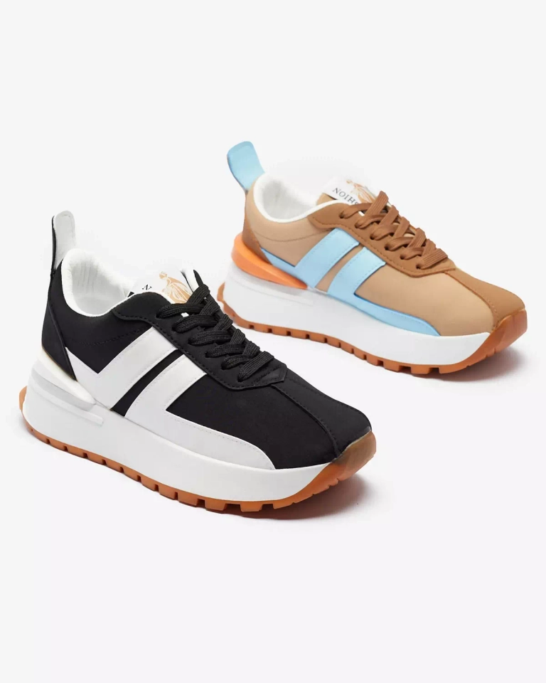 Öko-nahast naiste mustad spordijalatsid värviliste sisestustega Tifora- Jalatsid