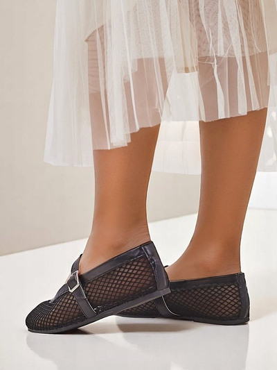 Royalfashion women’s openwork ballet flats with strap Naommi