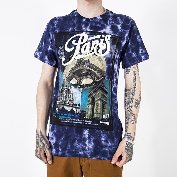 Men's purple cotton t-shirt with print - Clothing