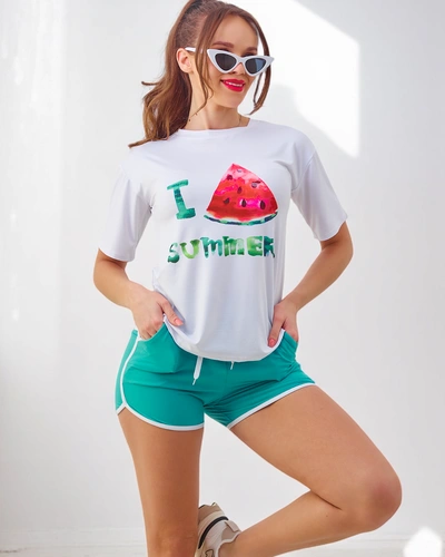 Спортивный комплект Royalfashion для женщин с футболкой и шортами Арбуз