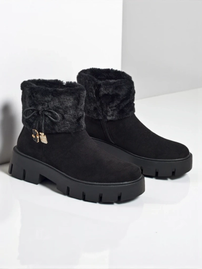 Women's High Eco Suede Ankle Boots with Fur Vernaya