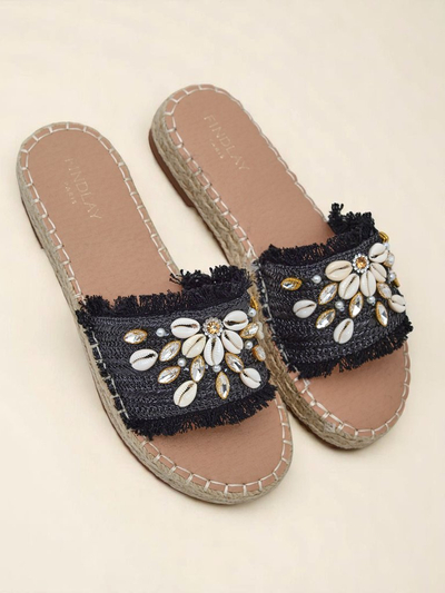 Royalfashion Helena Decor naiste sandaalid mustad espadrillid merekarbikestega