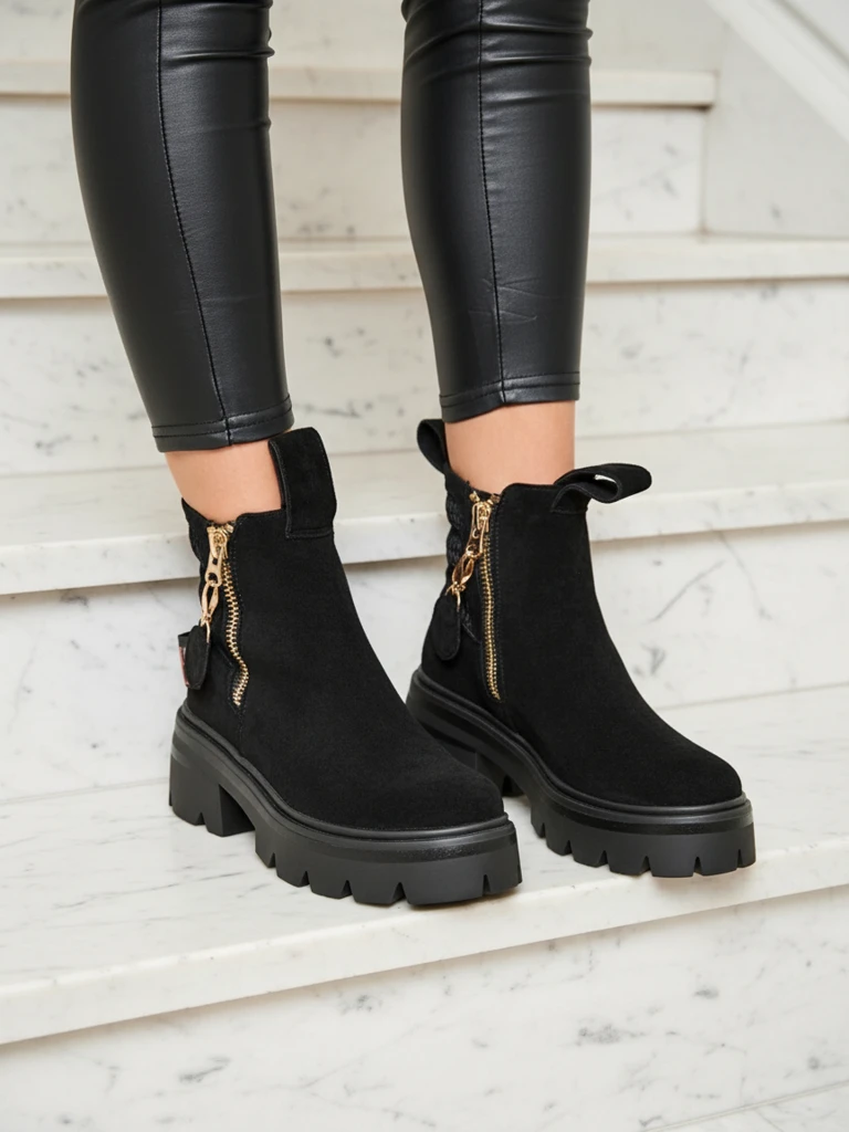 Royalfashion Eco suede women's boots in black Refaset