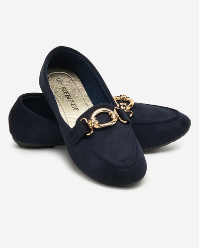 Eco-suede navy blue Brussi loafers - Footwear