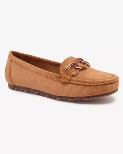 Women's moccasins in camel color with chain Lertika - Footwear