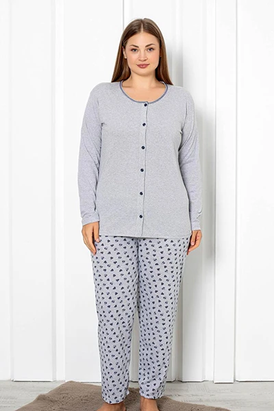 Royalfashion Kvinnors bomull 2-delad pyjamas med hjärtan PLUS STORLEK