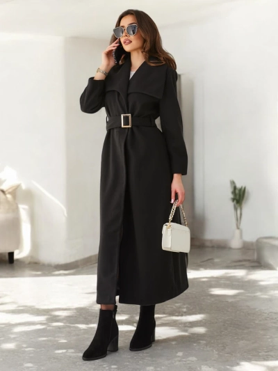 Royalfashion Women's maxi coat with tie