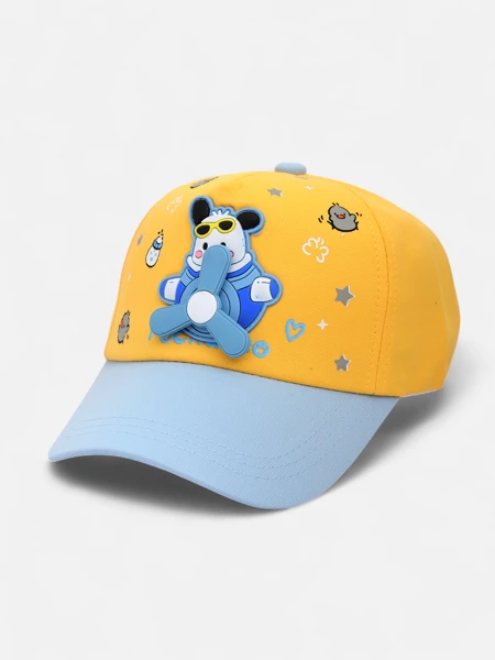 Royalfashion Children's cap with visor and patch featuring flying bear Oliver Sky