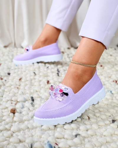 Royalfashion Фиолетовые женские украшенные полусапожки Enweta