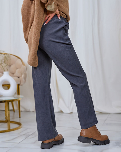 Royalfashion Женские брюки из вельветовой ткани темно-серого цвета