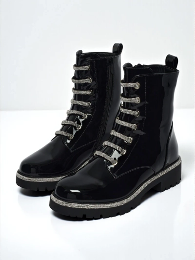 Fjorra Women's Patent Lace-up Ankle Boots